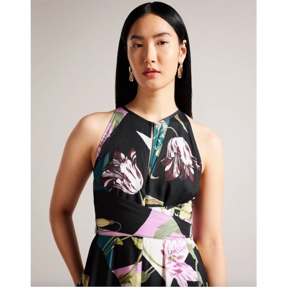 Ted Baker Maudee Printed Halter Neck Wide Leg Floral Jumpsuit Viscose - Picture 10 of 16